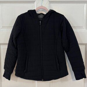 Athleta Girls Black Hooded Puffer Jacket, size 6, Like new!